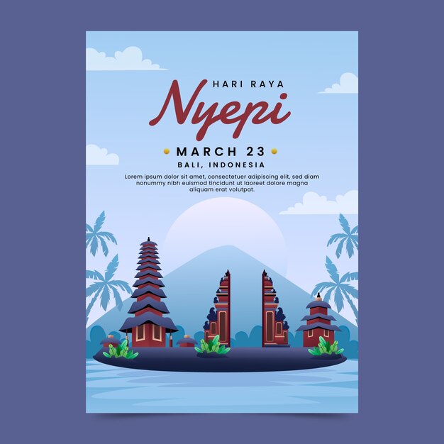 Gradient nyepi celebration vertical poster template