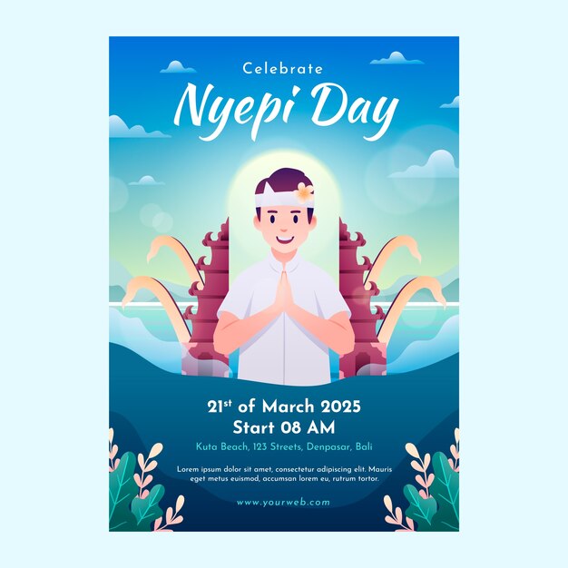 Gradient nyepi celebration vertical poster template