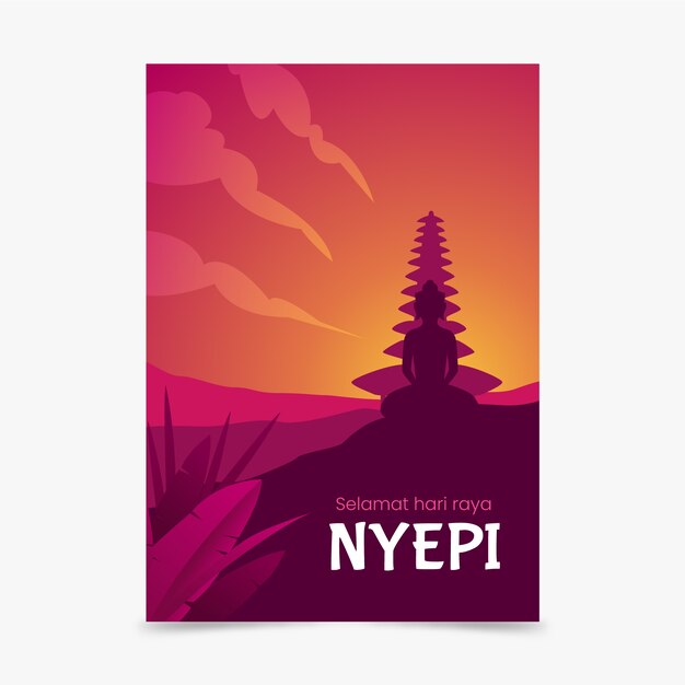 Gradient nyepi greeting card template