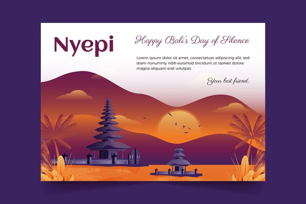 Gradient nyepi greeting card template