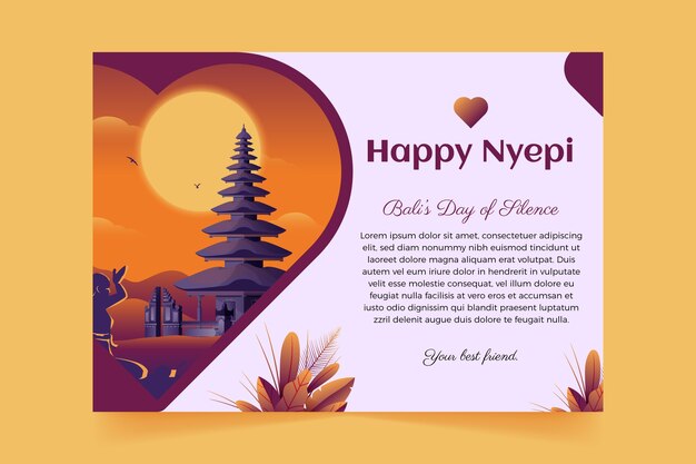 Gradient nyepi greeting card template