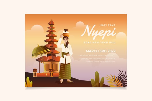 Gradient nyepi greeting card template