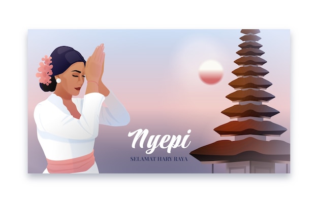 Free Vector gradient nyepi horizontal banner