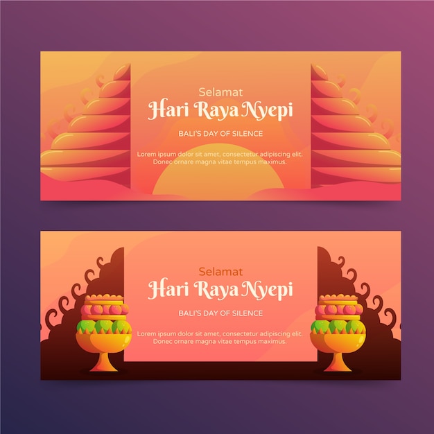 Free Vector gradient nyepi horizontal banners set