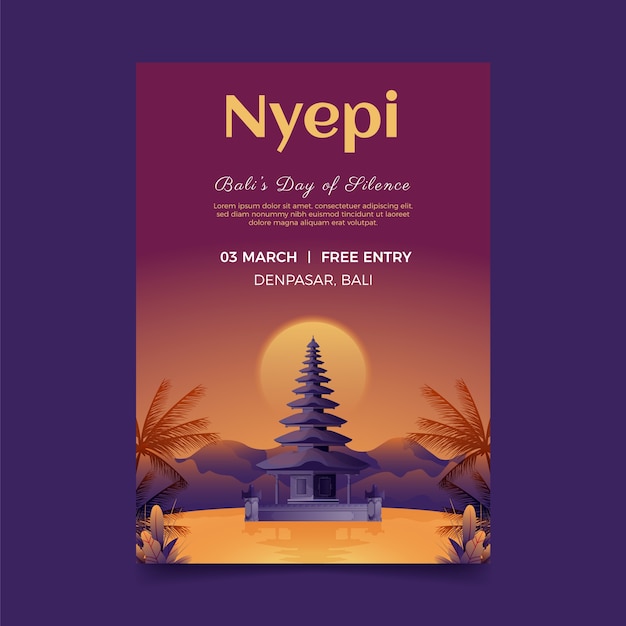 Gradient nyepi vertical poster template