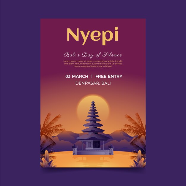 Gradient nyepi vertical poster template