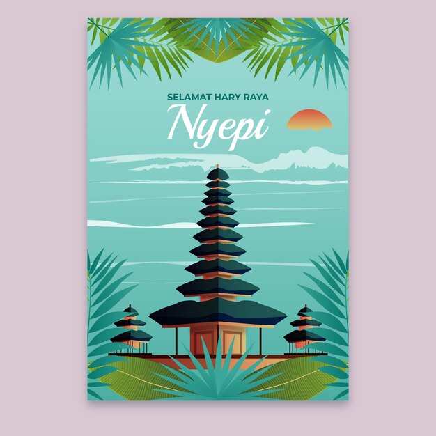 Gradient nyepi vertical poster template