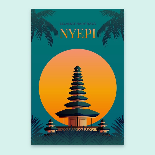 Gradient nyepi vertical poster template