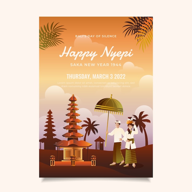 Gradient nyepi vertical poster template