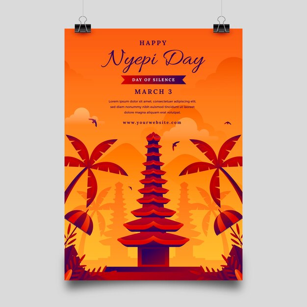 Gradient nyepi vertical poster template