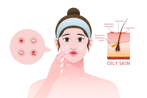 Free Vector gradient oily skin illustration with woman