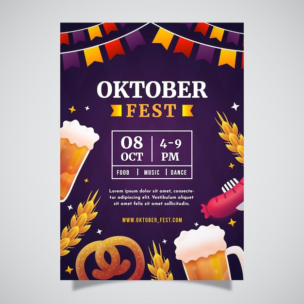 Gradient oktoberfest vertical poster template