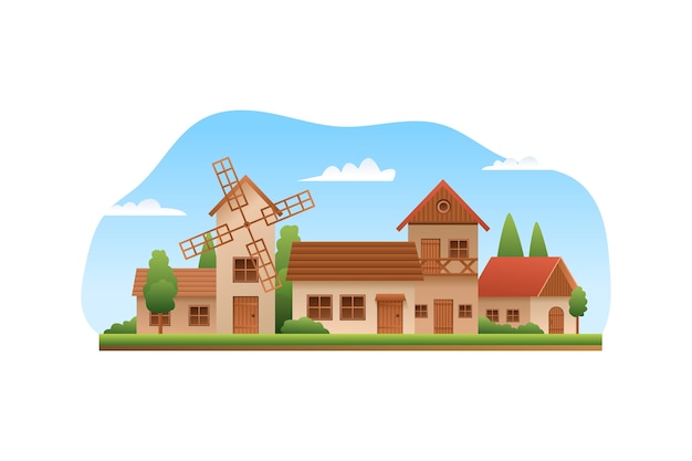 Free vector gradient old village illustration