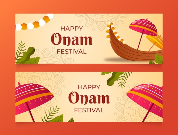 Gradient onam horizontal banner template