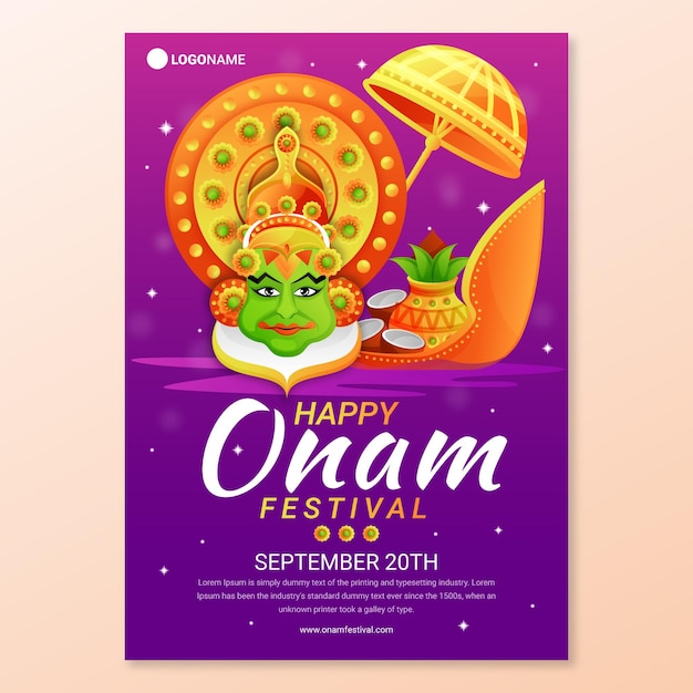 Gradient onam vertical poster template