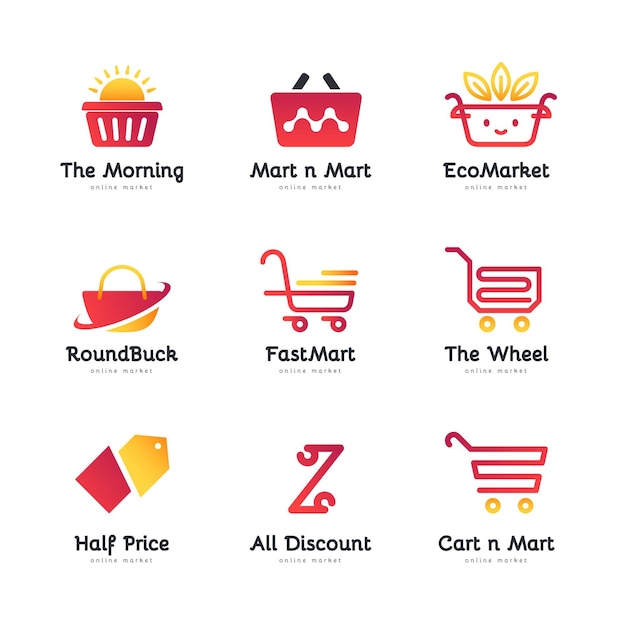 Gradient online shop logo collection