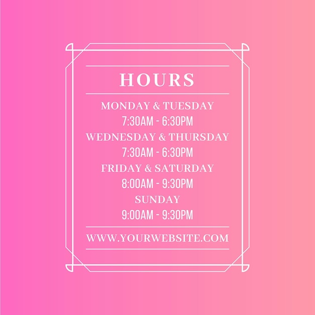 Free Vector gradient ornamental business opening hours