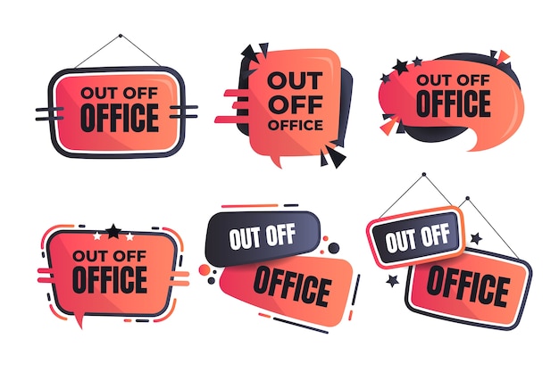 Free Vector gradient  out of office  label collection