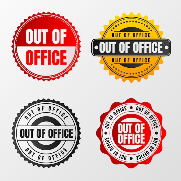 Free Vector gradient out of office labels set