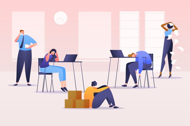 Gradient overwhelmed people illustration