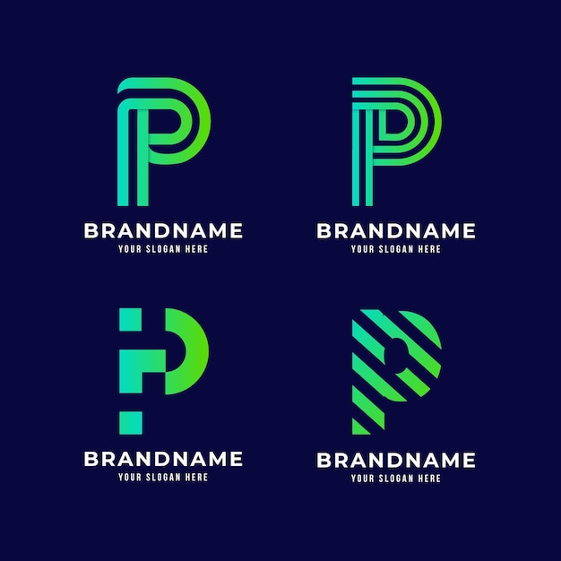 Free Vector gradient p logo collection