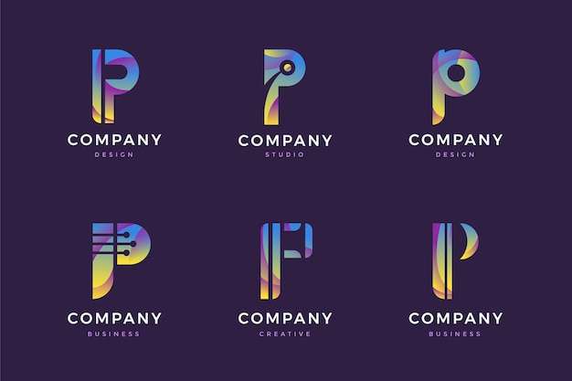 Free Vector gradient p logo collection