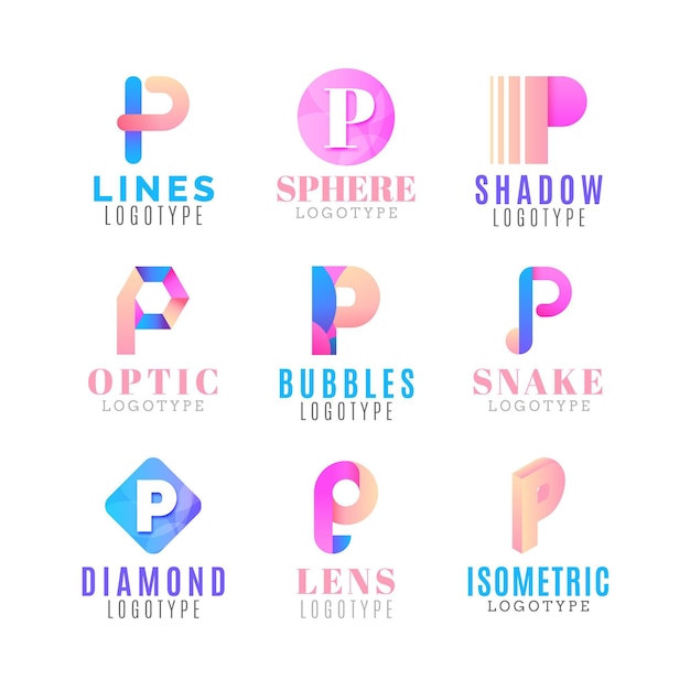 Gradient p logo collection