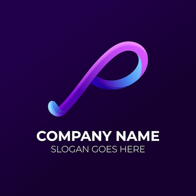 Free vector gradient p logo template design