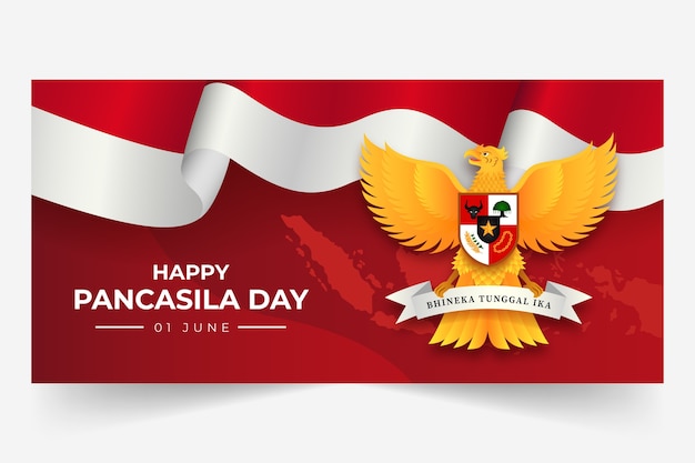 Gradient pancasila day horizontal banner template