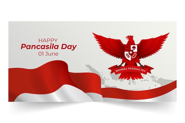 Gradient pancasila day horizontal banner template