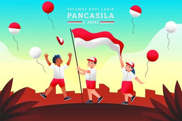 Gradient pancasila day illustration