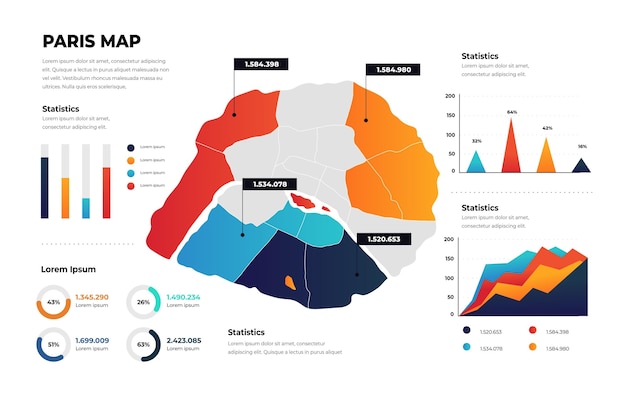 Gradient paris map infographics