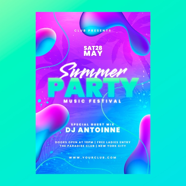 Gradient party vertical poster template