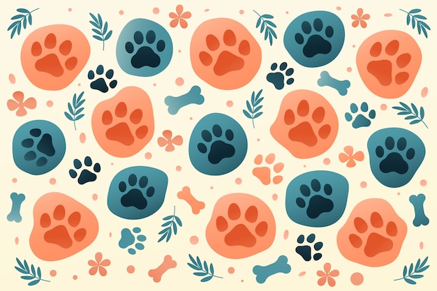 Gradient paw prints background