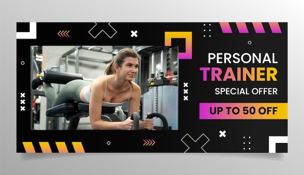 Free Vector gradient personal trainer sale banner