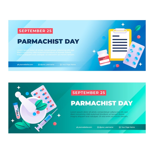 Gradient pharmacist day banners set