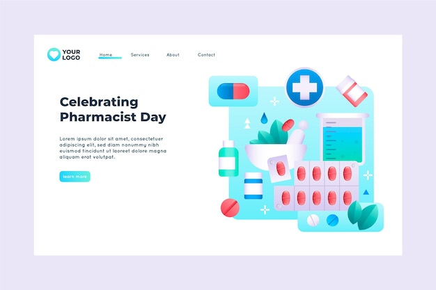 Free Vector gradient pharmacist day landing page template