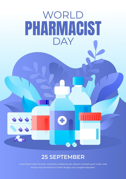 Free Vector gradient pharmacist day vertical poster template