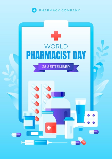 Free Vector gradient pharmacist day vertical poster template