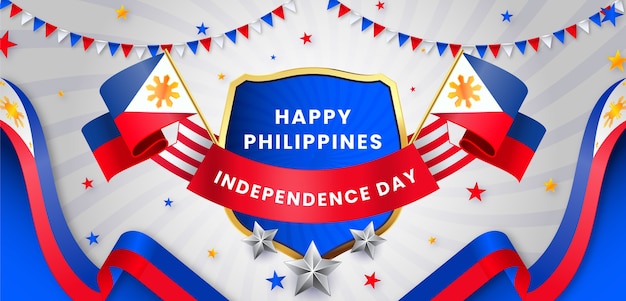 Free vector gradient philippine independence day horizontal banner template