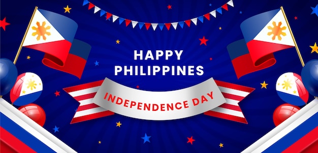 Free vector gradient philippine independence day horizontal banner template