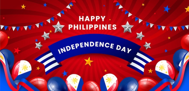 Free vector gradient philippine independence day horizontal banner template