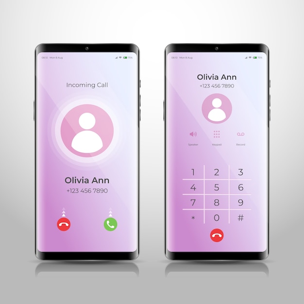 Free Vector gradient phone call screen interface illustration