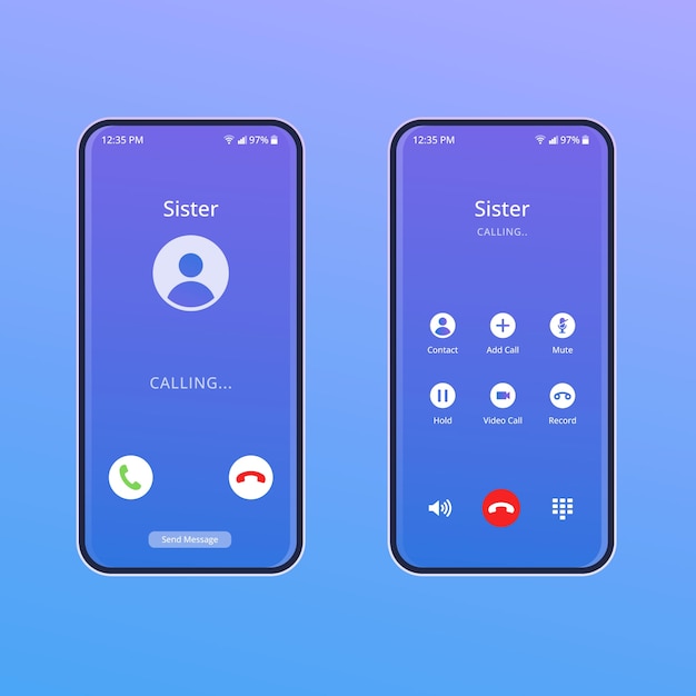 Free Vector gradient phone call screen interface illustration