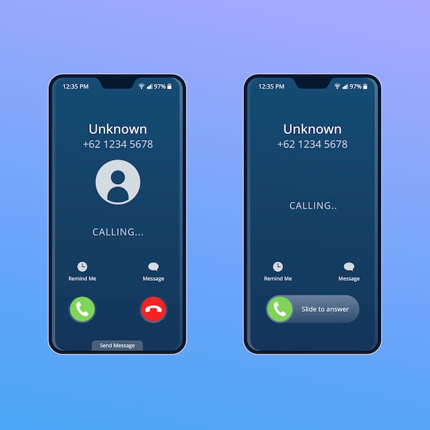 Gradient phone call screen interface illustration