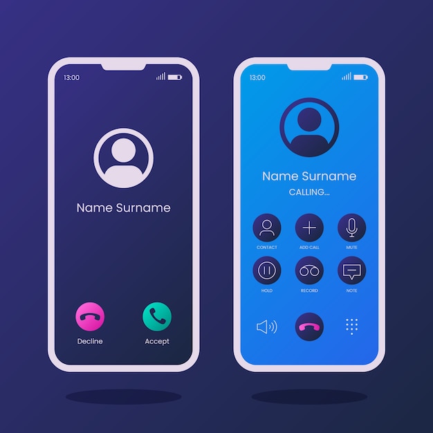 Free Vector gradient phone call screen interface illustration