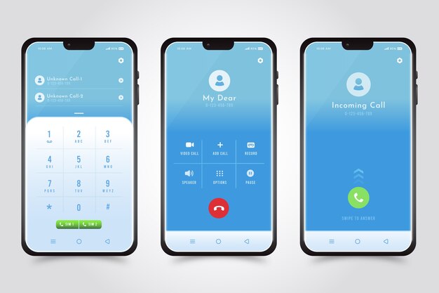 Gradient phone call screen interface illustration