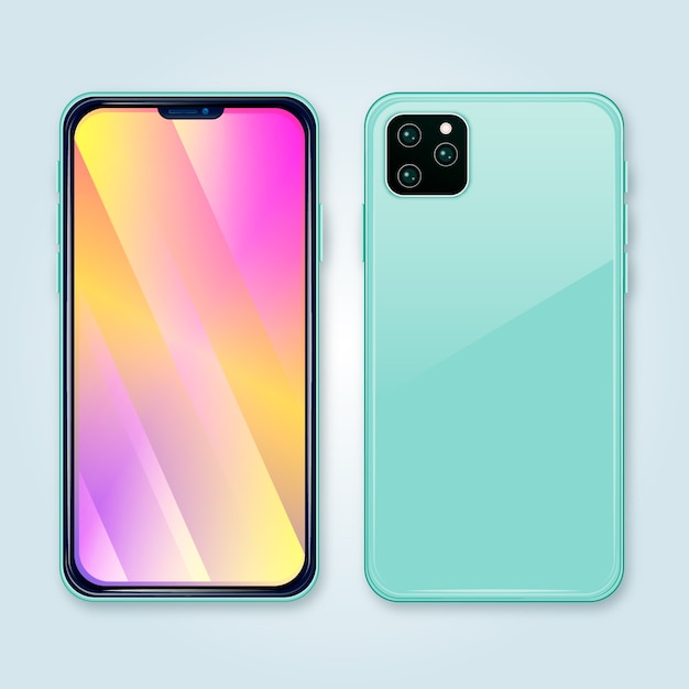 Gradient phone screen of and light blue case