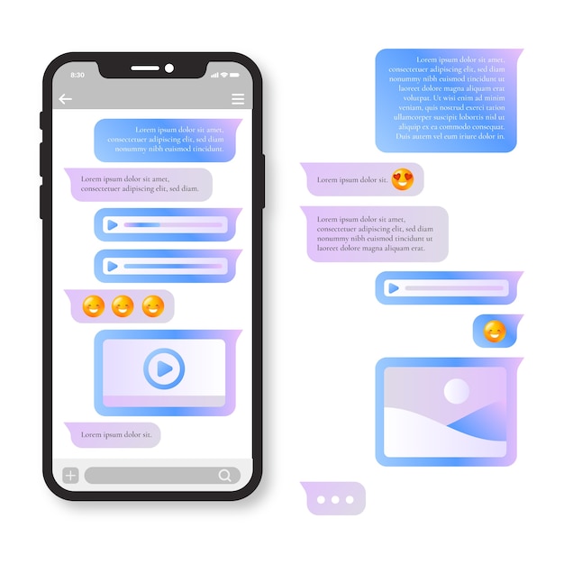 Gradient phone text bubble collection