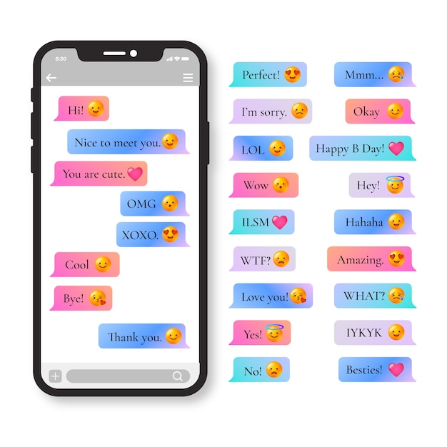 Gradient phone text bubble collection